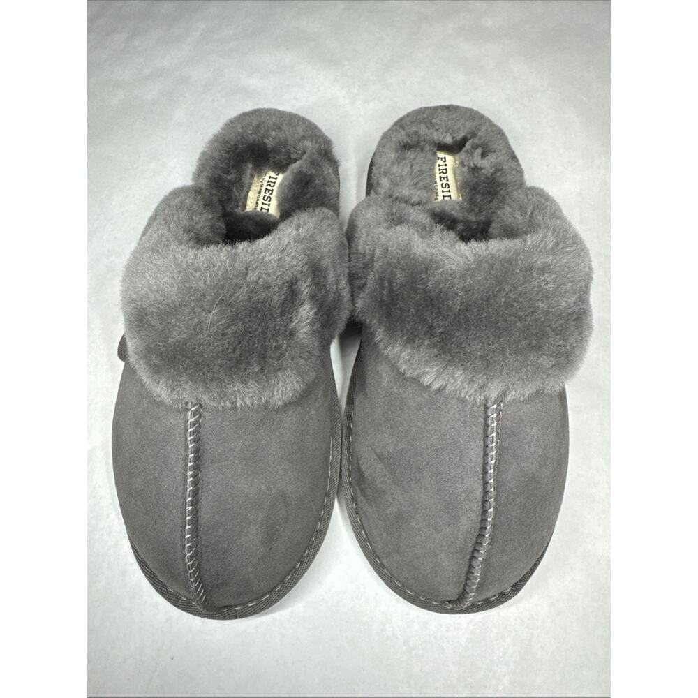 Fireside By Dearfoams Women's Sydney Genuine‎ Shearling S 8W Slipper Grey Cozy